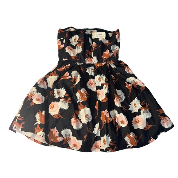 NWT Forever 21 Women’s Black Floral Strapless Dress - Picture 2 of 8
